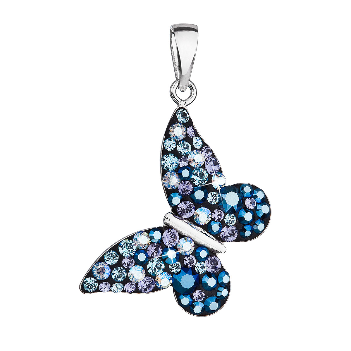 Evolution Group Stříbrný přívěsek s krystaly Swarovski modrý motýl 34192.3 blue style