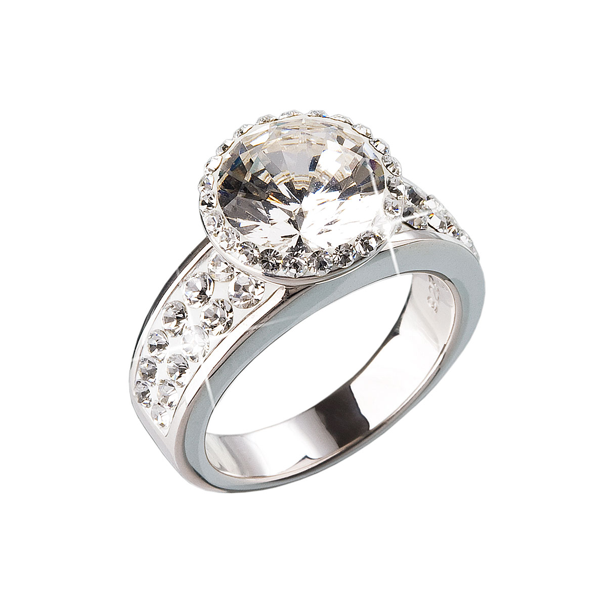 Evolution Group Stříbrný prsten s krystaly bílý 35809.1