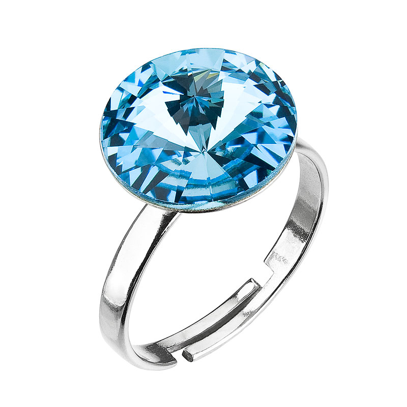 Evolution Group Stříbrný prsten s krystaly modrý 35018.3 aqua