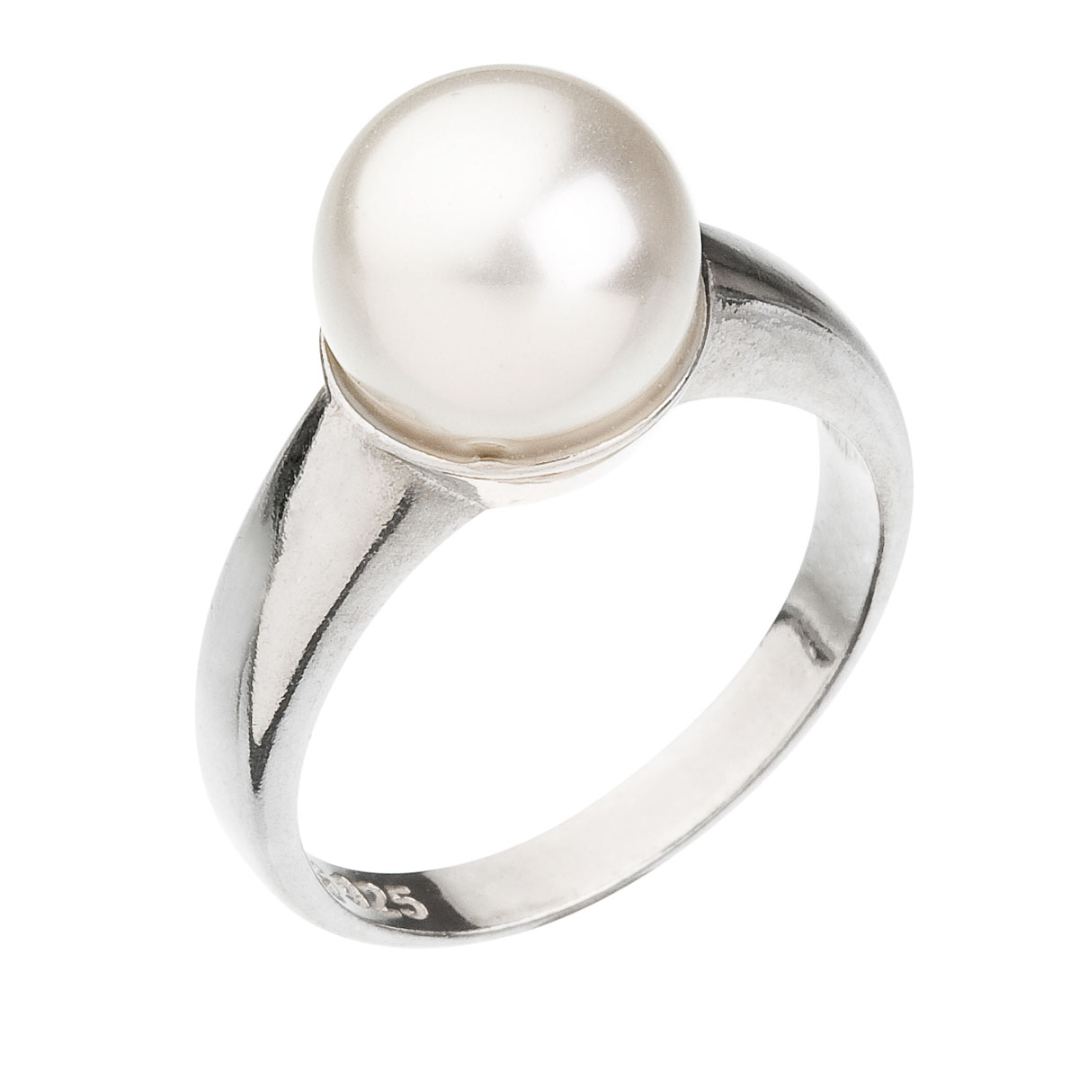 Evolution Group Stříbrný prsten se Swarovski perlou bílý 35022.1