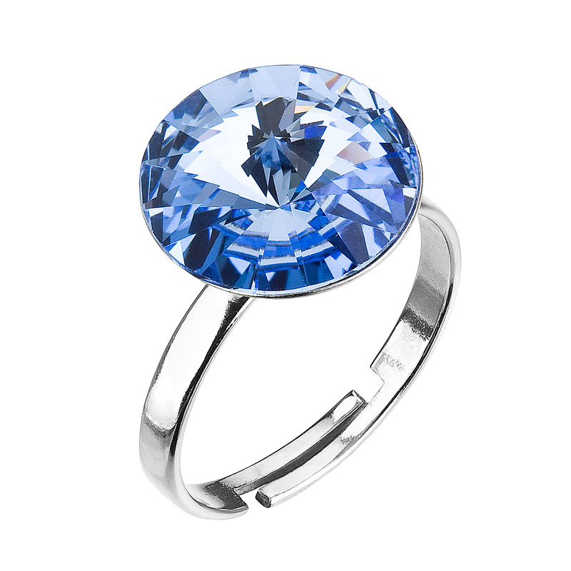Evolution Group Stříbrný prsten s krystaly modrý 35018.3 light sapphire