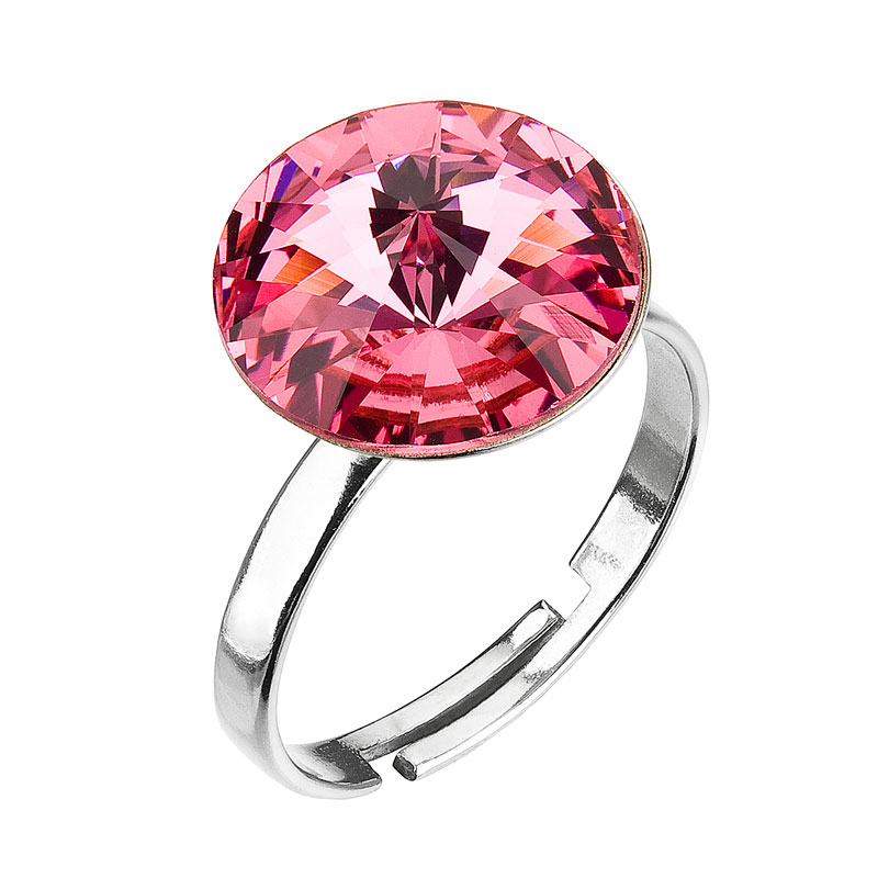 Evolution Group Stříbrný prsten s krystaly růžový 35018.3