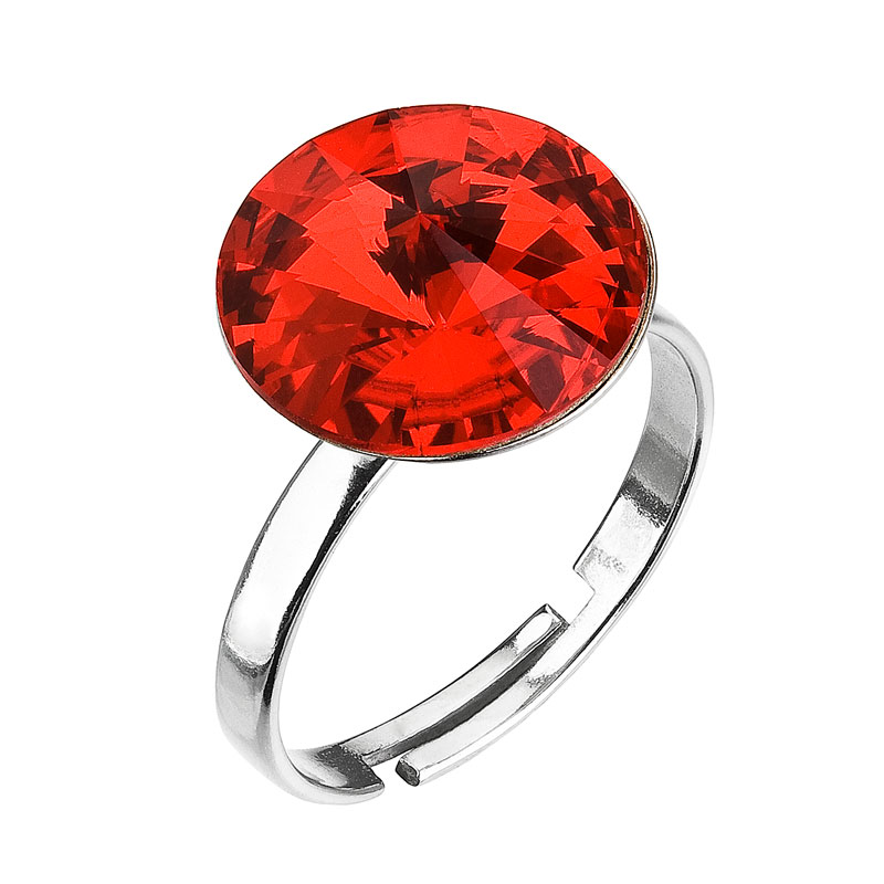Evolution Group Stříbrný prsten s krystaly červený 35018.3 light siam