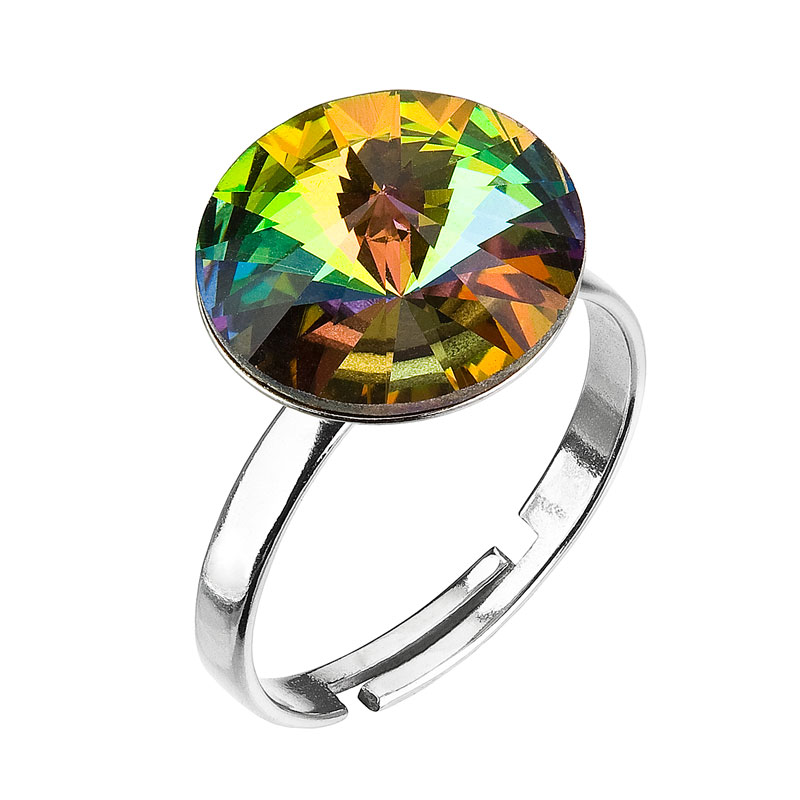 Evolution Group Stříbrný prsten s krystaly zelený 35018.5 vitrail medium