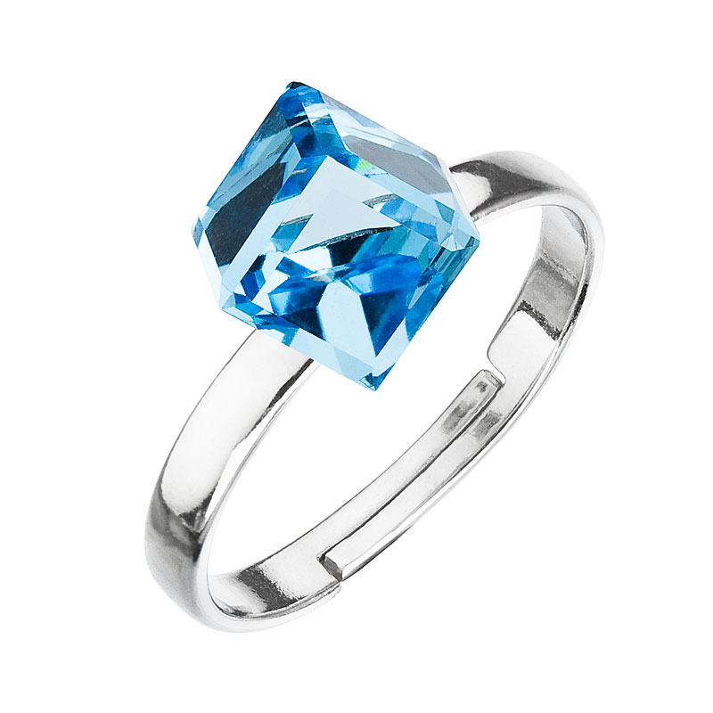 Evolution Group Stříbrný prsten s krystaly modrá kostička 35011.3