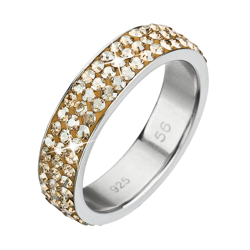 Evolution Group Stříbrný prsten s krystaly Swarovski zlatý 35001.5