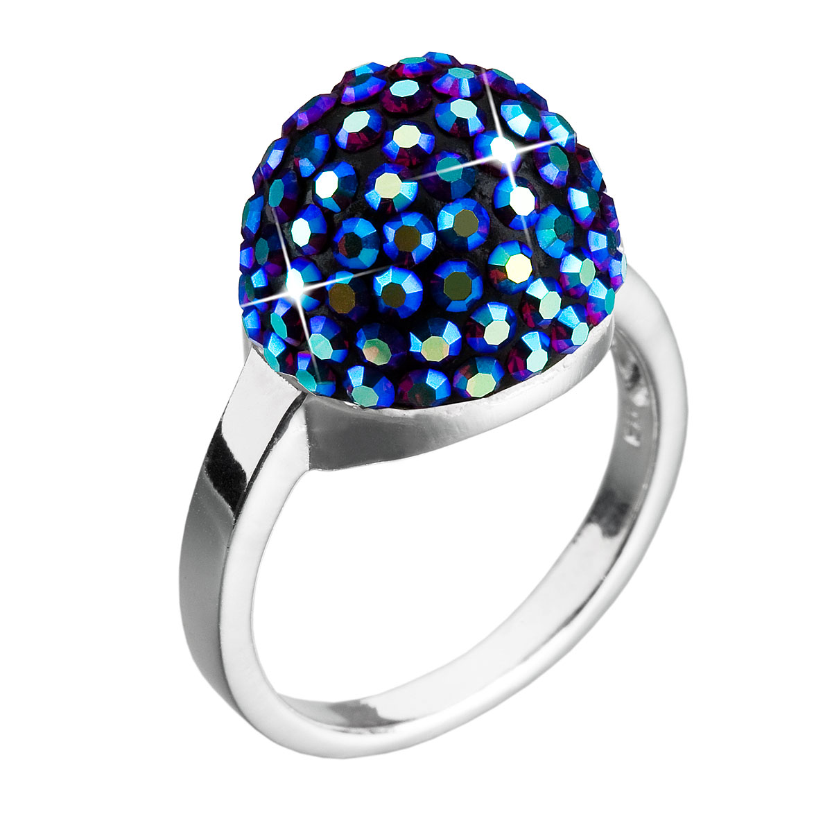 Evolution Group Stříbrný prsten s krystaly modrý 735013.3