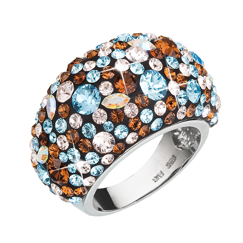 Evolution Group Stříbrný prsten s krystaly modrý 35028.3