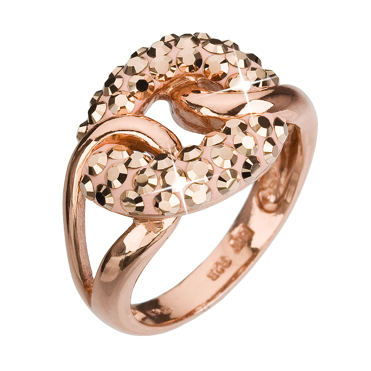 Evolution Group Stříbrný prsten s krystaly Swarovski zlatý 35035.5