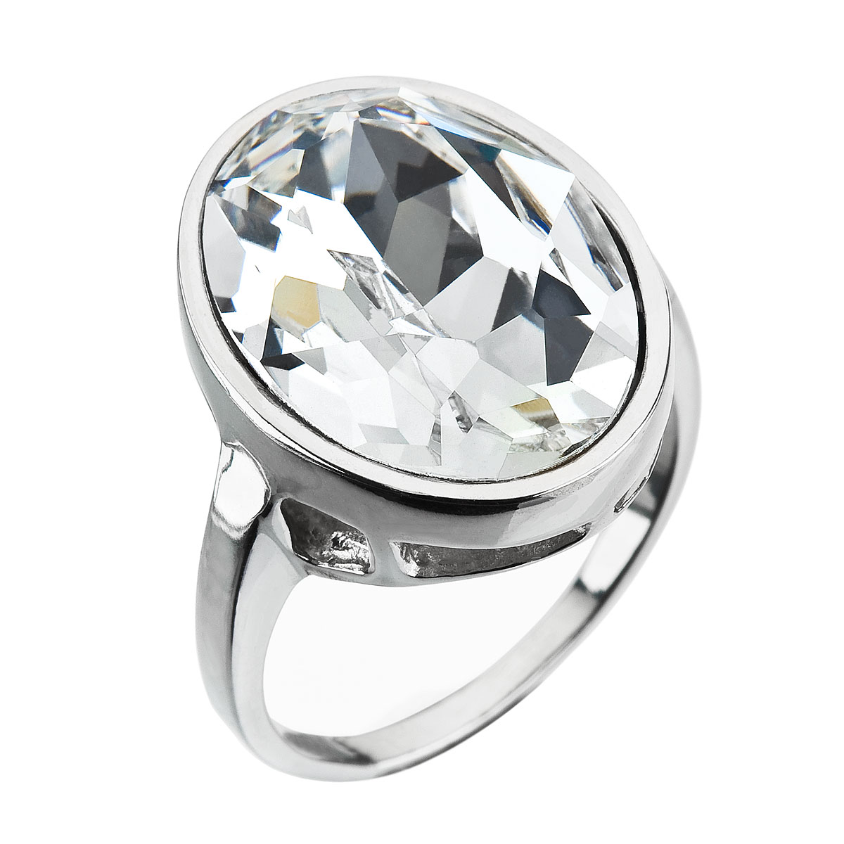 Evolution Group Stříbrný prsten s krystaly bílý 35036.1 krystal