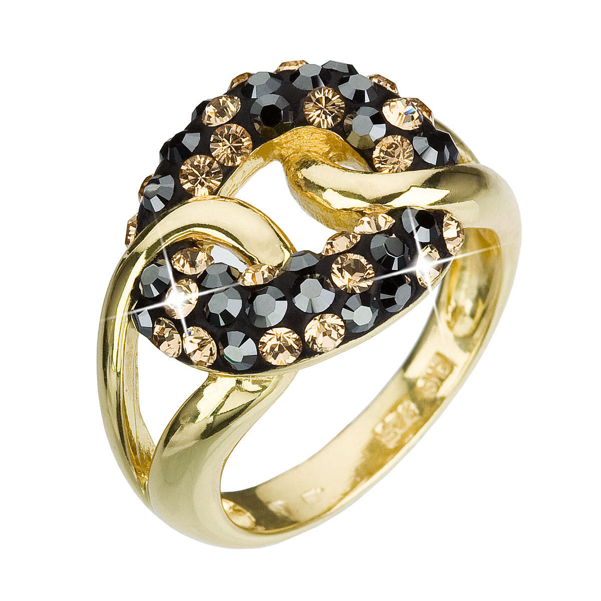 Evolution Group Stříbrný prsten s krystaly Swarovski colorado zlatý 35035.4