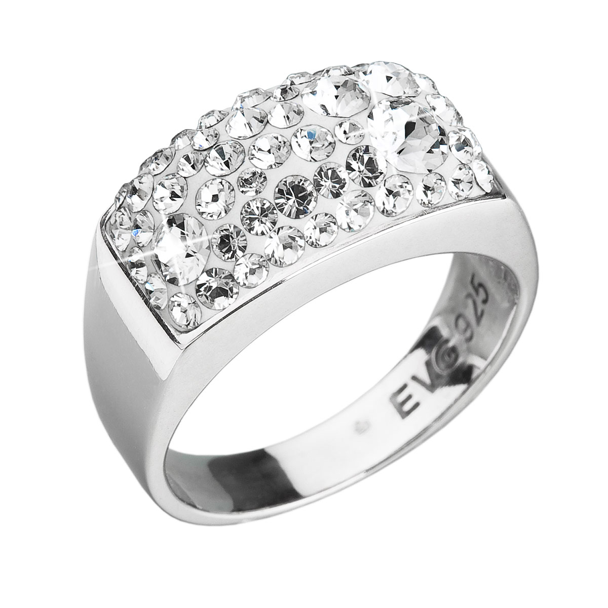 Evolution Group Stříbrný prsten s krystaly Swarovski bílý 35014.1 krystal