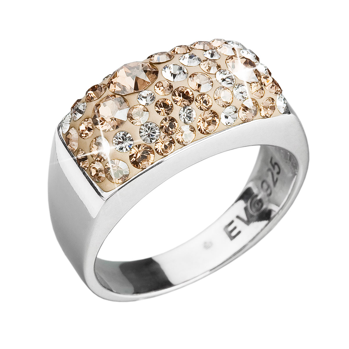 Evolution Group Stříbrný prsten s krystaly Swarovski zlatý 35014.5