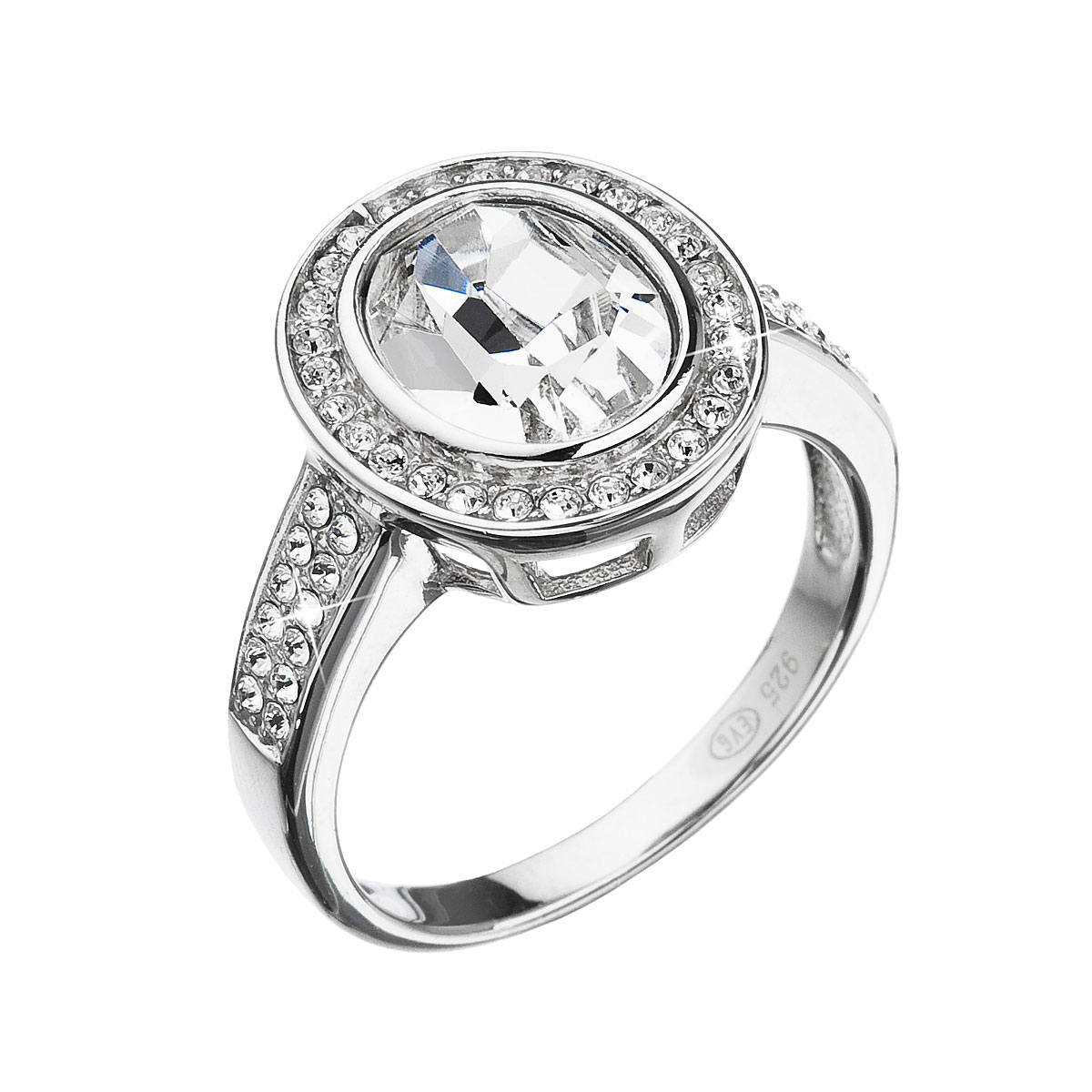 Evolution Group Stříbrný prsten s krystaly Swarovski bílý 35048.1