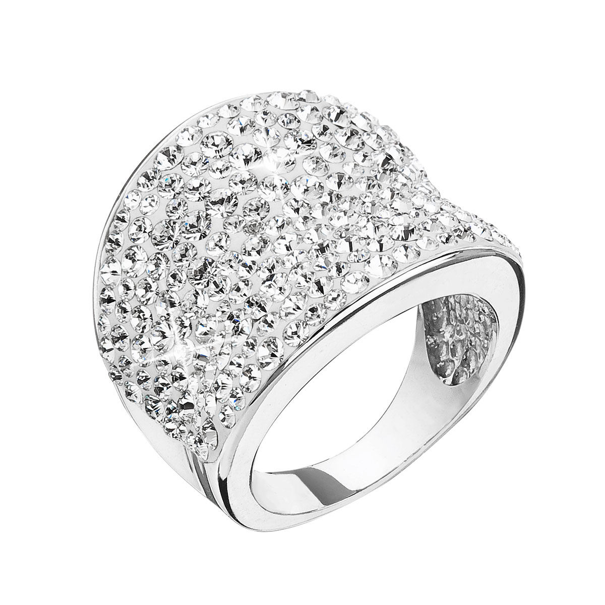 Evolution Group Stříbrný prsten s krystaly Swarovski bílý 35043.1 krystal
