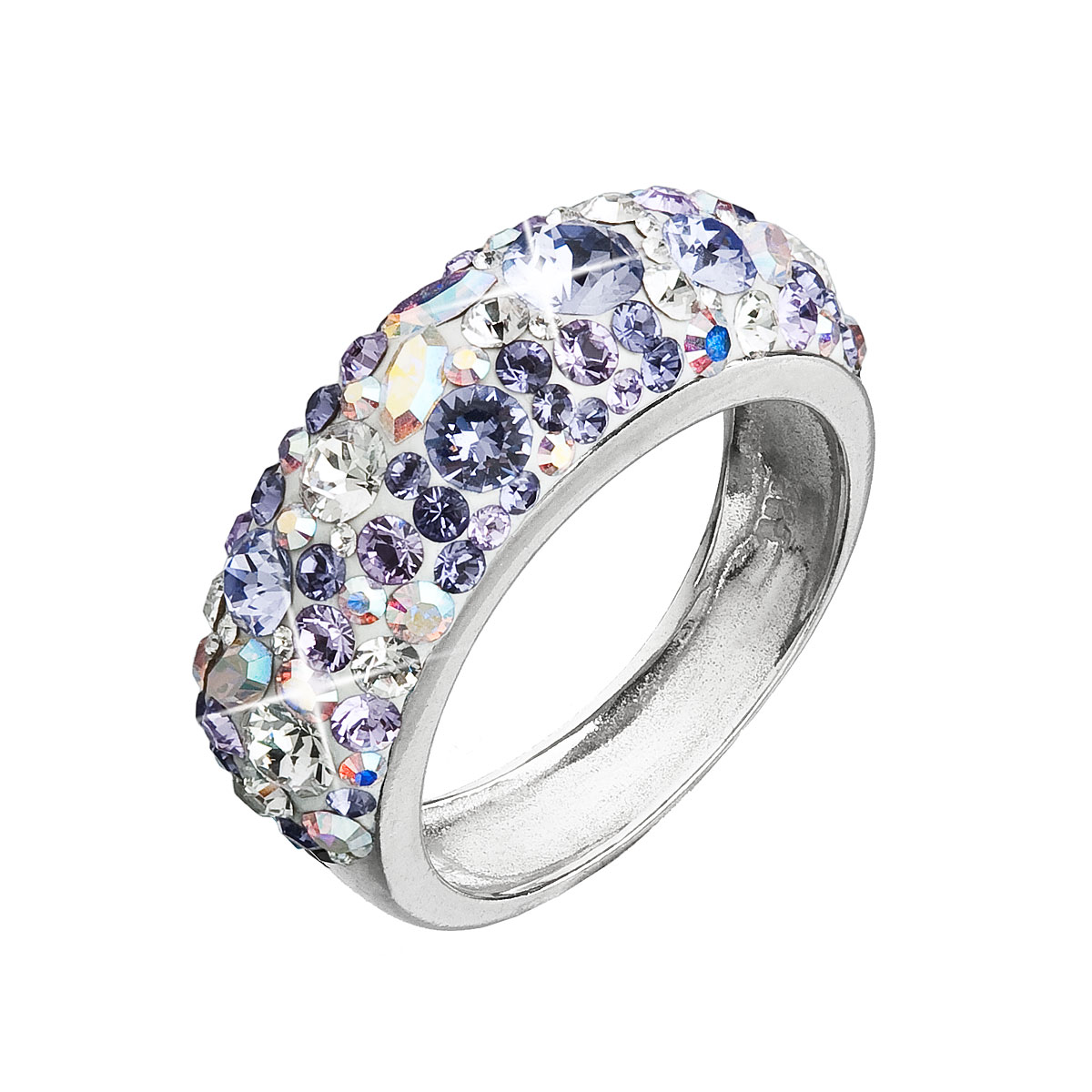Evolution Group Stříbrný prsten s krystaly Swarovski fialový 35031.3 violet