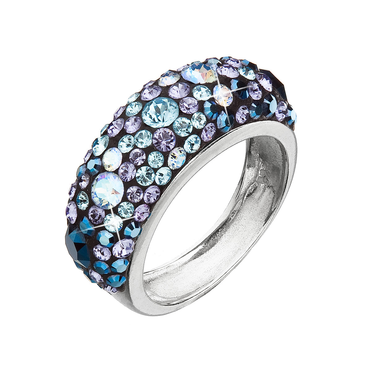 Evolution Group Stříbrný prsten s krystaly Swarovski modrý 35031.3 blue style