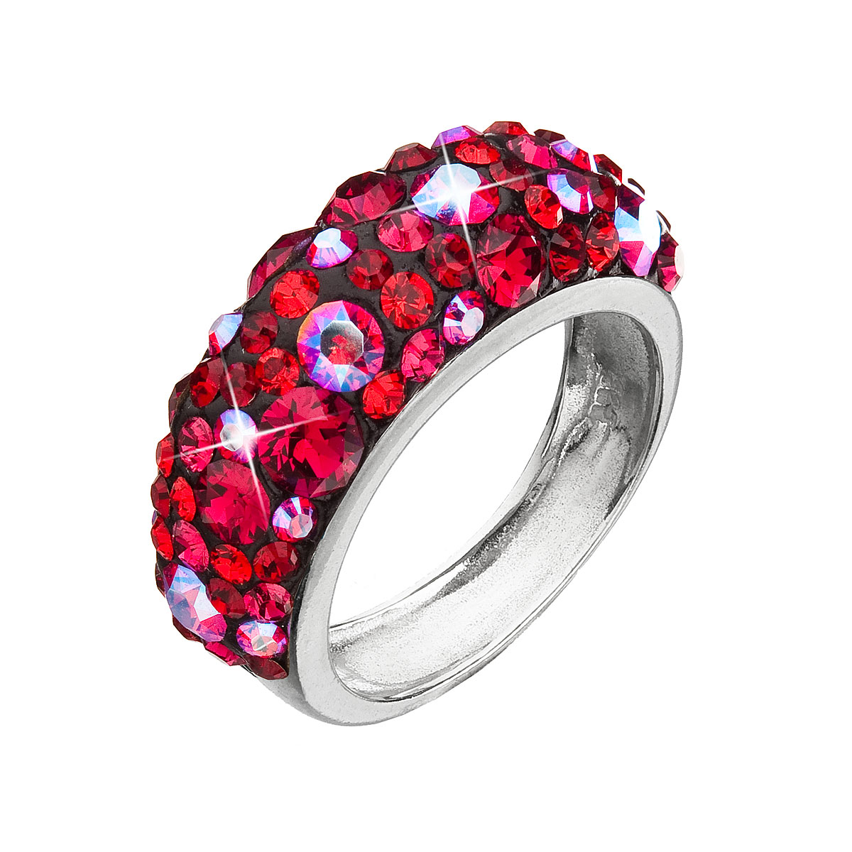 Evolution Group Stříbrný prsten s krystaly Swarovski červený 35031.3 cherry