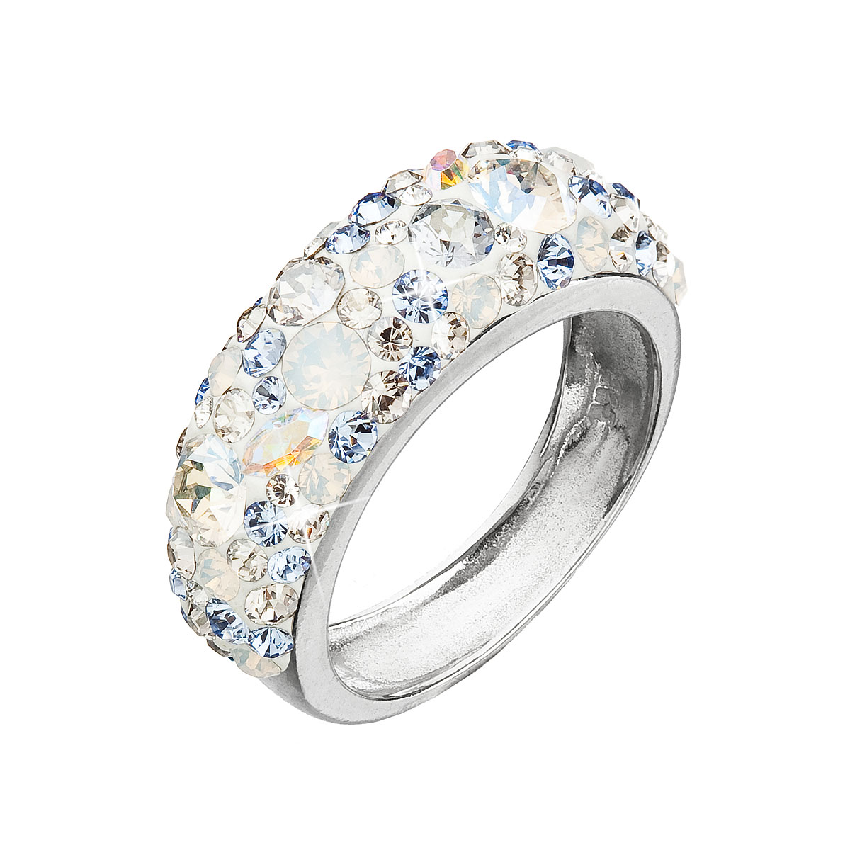 Evolution Group Stříbrný prsten s krystaly Swarovski modrý 35031.3 light sapphire