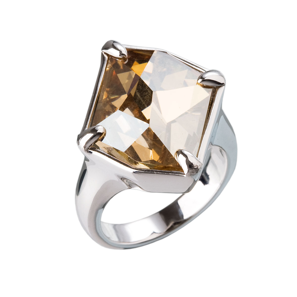 Evolution Group Stříbrný prsten s krystaly zlatý 35805.5