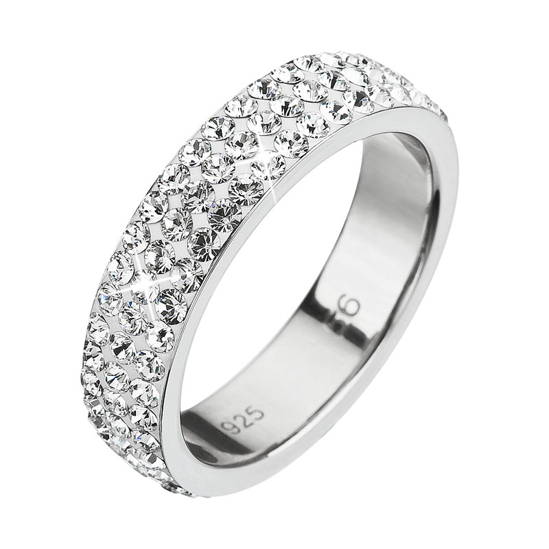 Evolution Group Stříbrný prsten s krystaly Preciosa bílý 35001.1 white