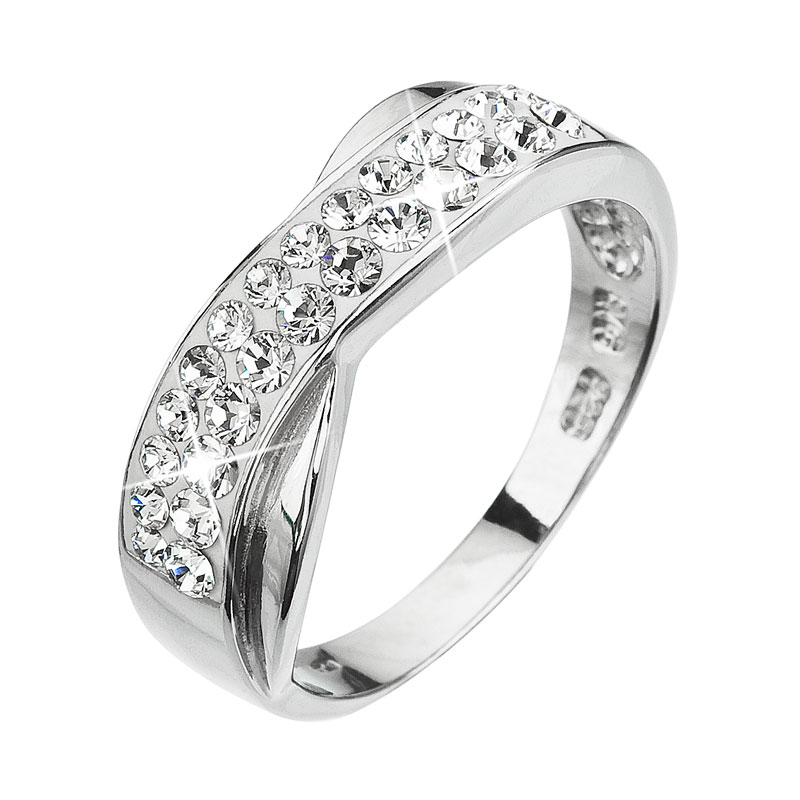 Evolution Group Stříbrný prsten s krystaly Preciosa bílý 35041.1