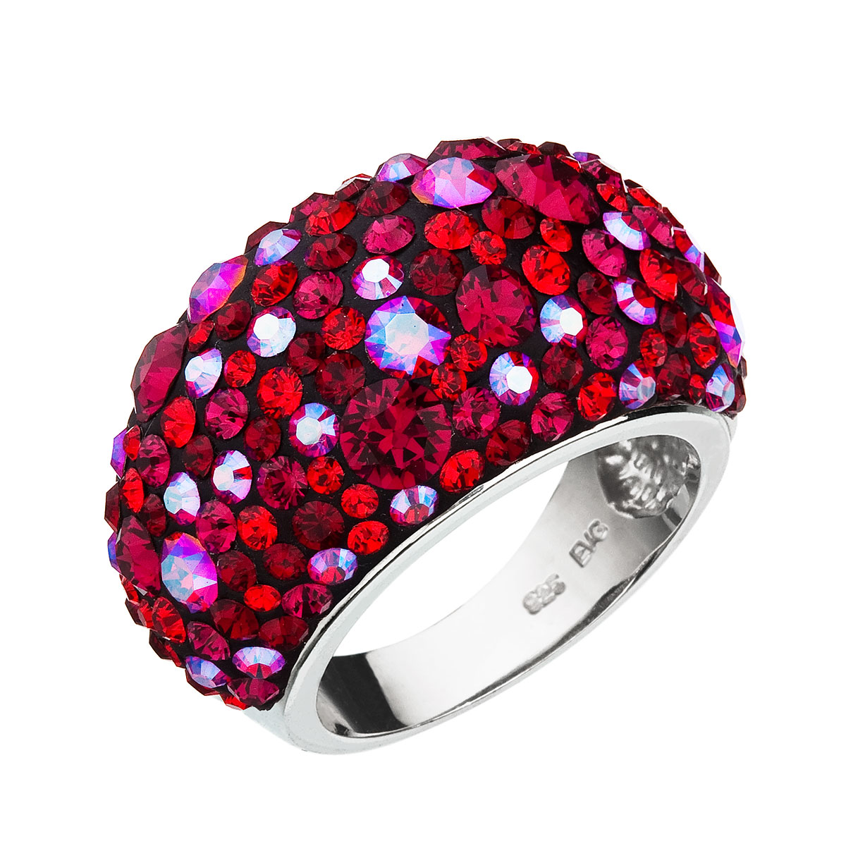 Evolution Group Stříbrný prsten s krystaly Swarovski červený 35028.3 cherry