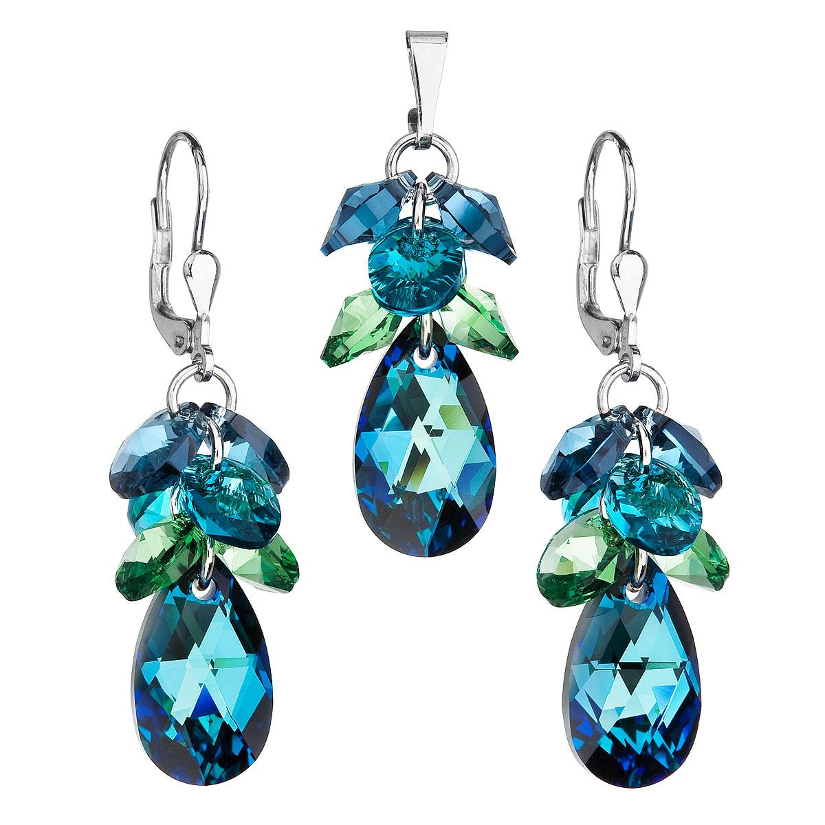 Evolution Group Sada šperků s krystaly Swarovski náušnice a přívěsek modrý hrozen 39123.5