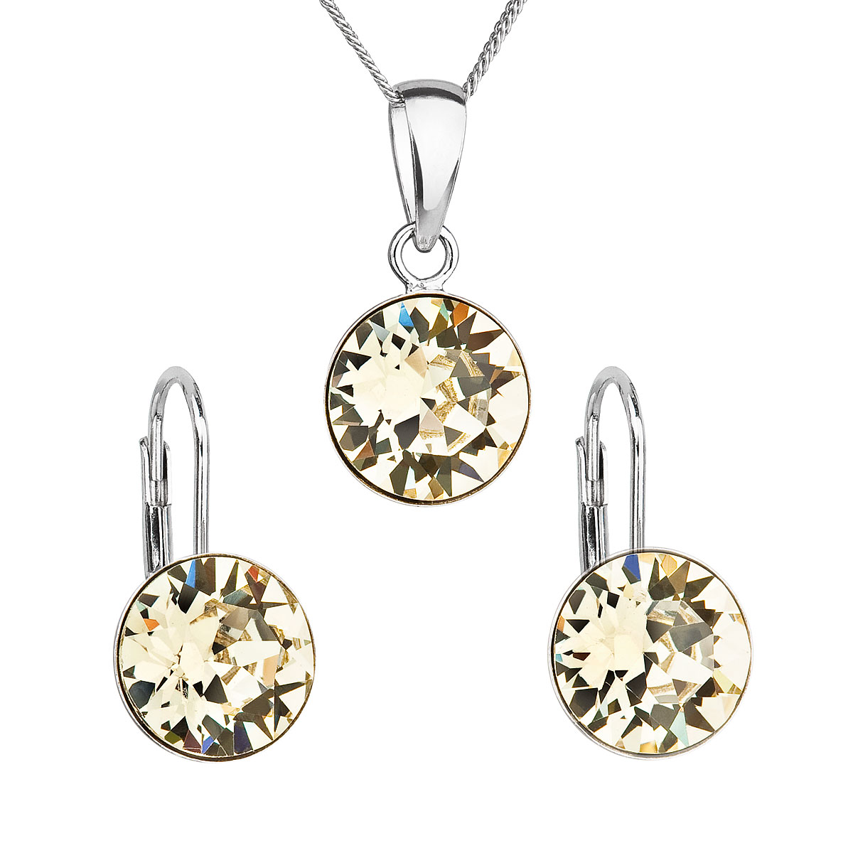 Evolution Group Sada šperků s krystaly Swarovski náušnice, řetízek a přívěsek žluté kulaté 39140.3