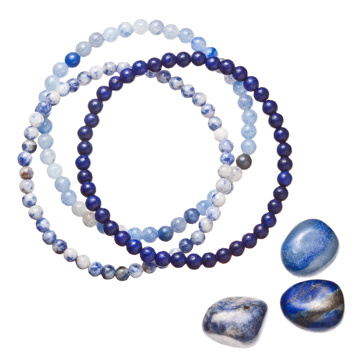 Evolution Group Náramky s minerálními kameny sodalit, avanturín a lapis lazuli 43043.3 modrý