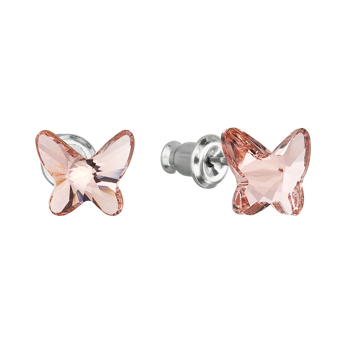 Evolution Group Náušnice bižuterie se Swarovski krystaly růžový motýl 51048.3 rose peach