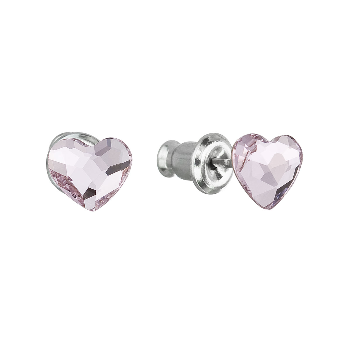 Evolution Group Náušnice se Swarovski krystaly růžová srdce 51050.3 rose