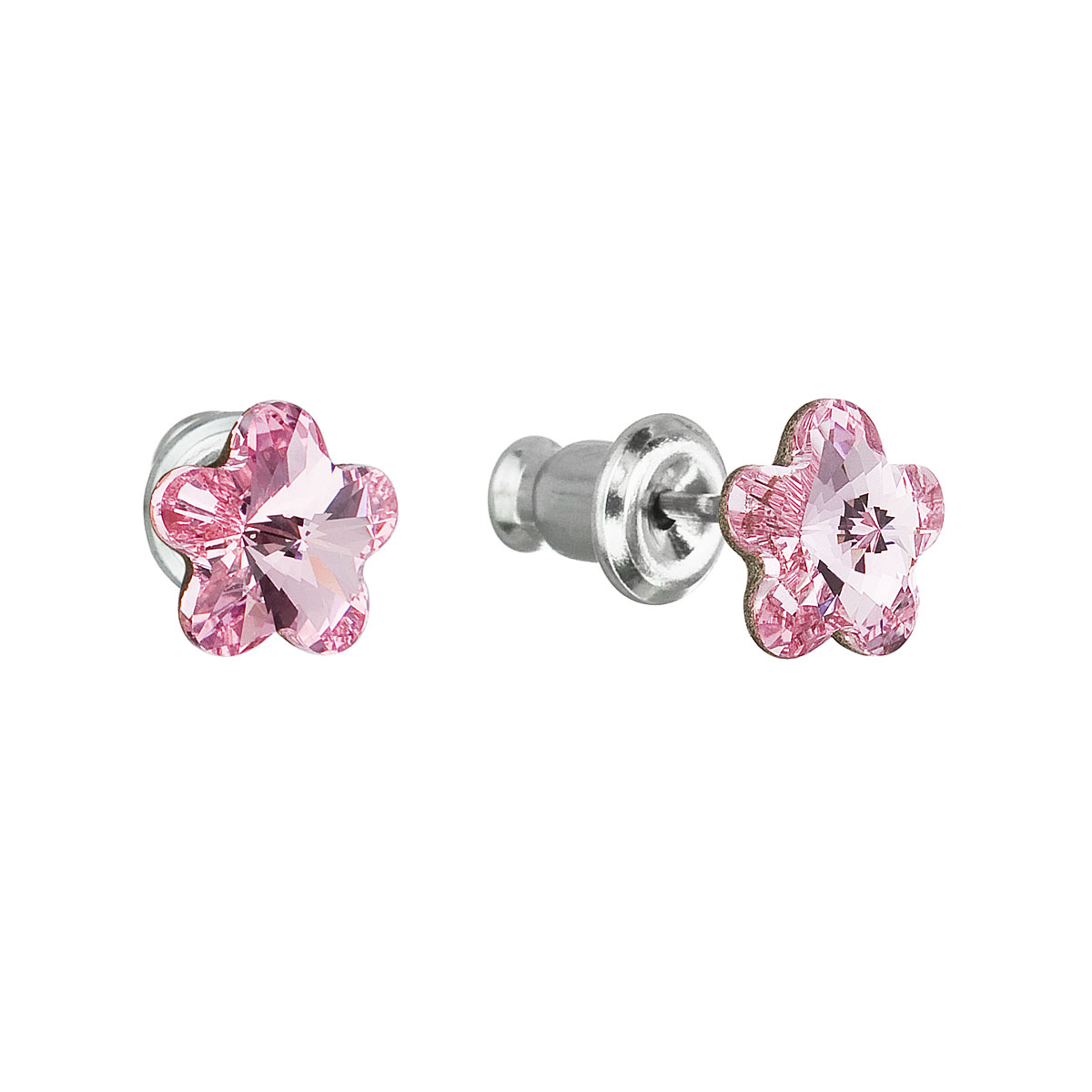 Evolution Group Náušnice bižuterie se Swarovski krystaly růžová kytička 51051.3 rose