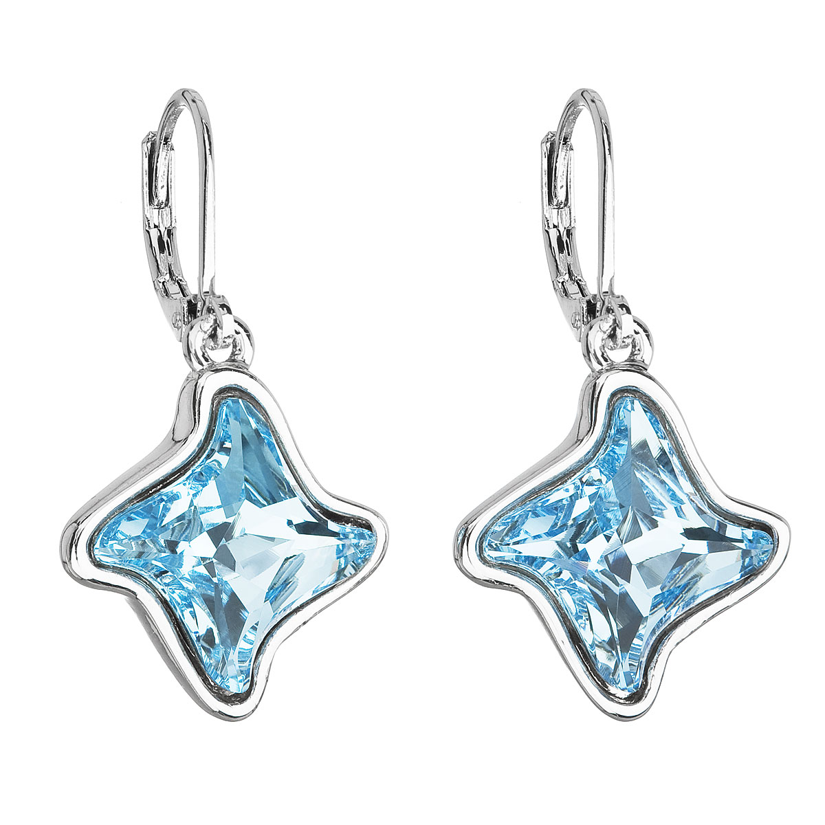 Evolution Group Náušnice bižuterie se Swarovski krystaly modrá hvězdička 51055.3 aqua