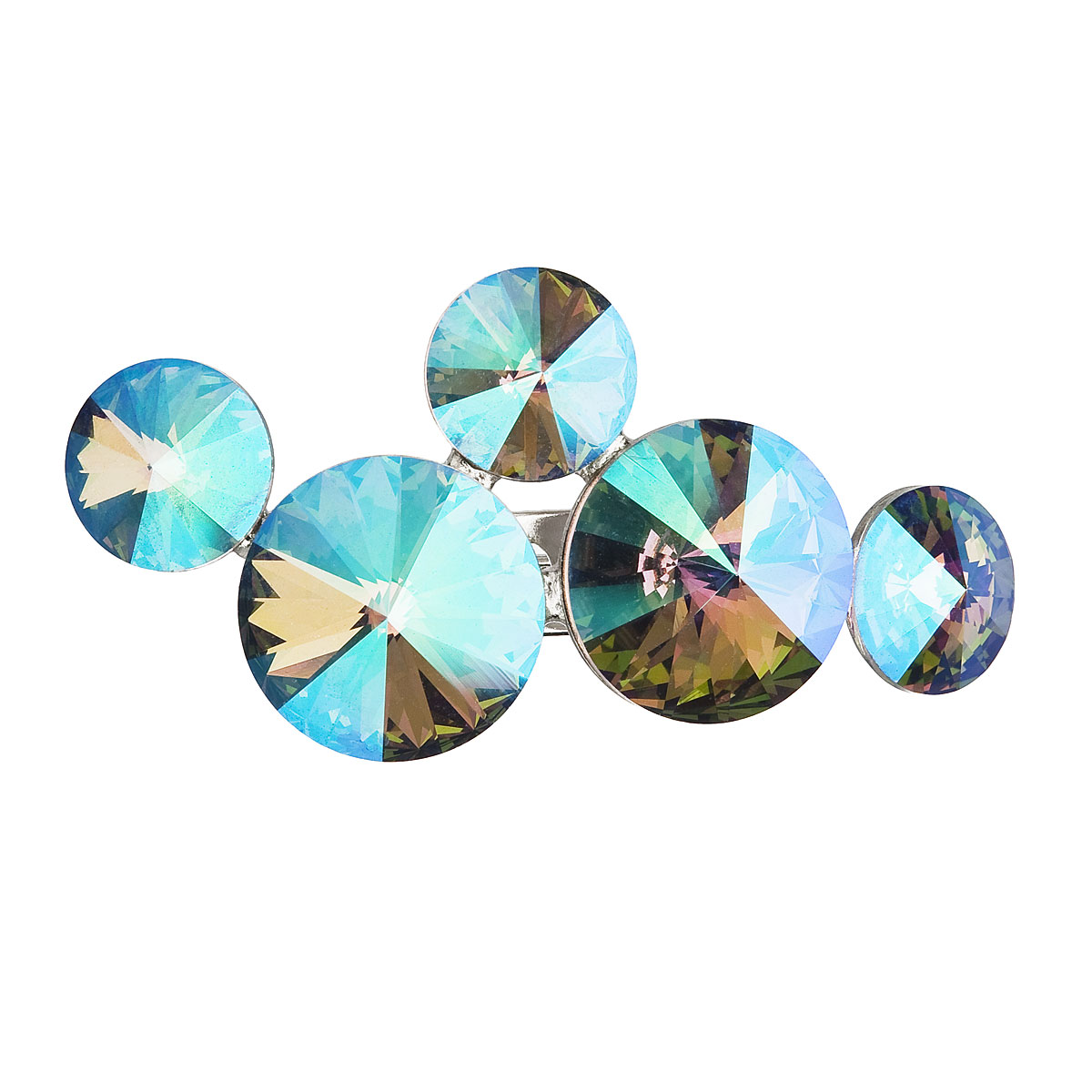 Brož bižuterie se Swarovski krystaly zelená fialová kulatá 58001.5