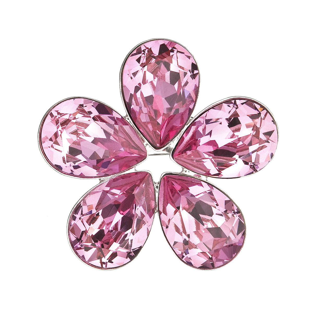 Evolution Group Brož bižuterie se Swarovski krystaly růžová kytička 58003.3 rose