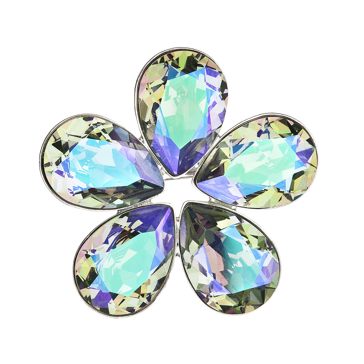 Brož bižuterie se Swarovski krystaly zelená fialová kytička 58003.5 paradise shine