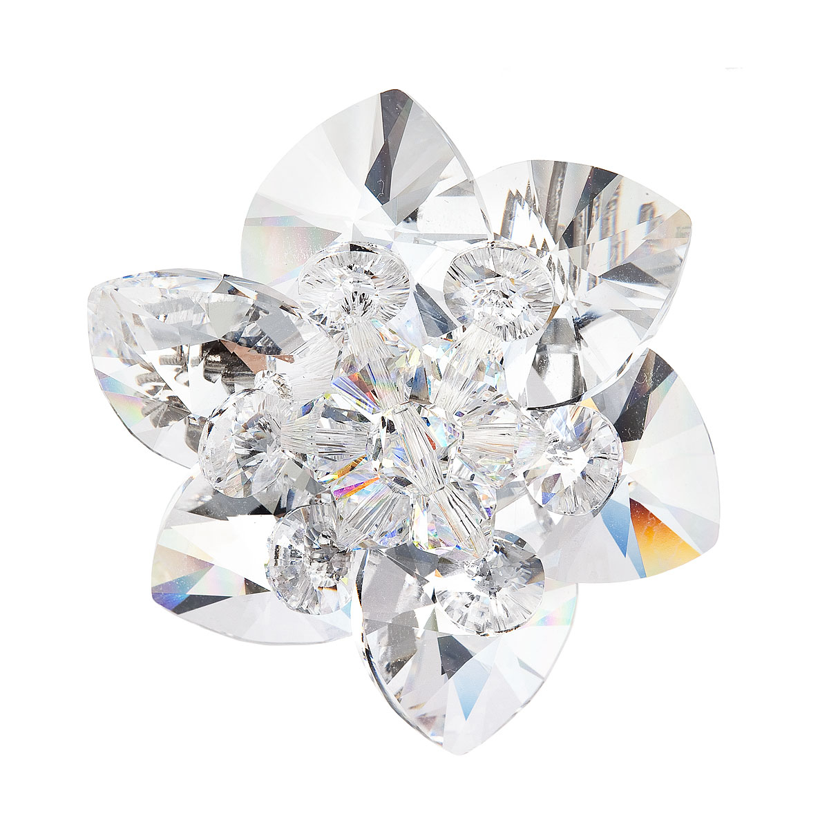 Brož bižuterie se Swarovski krystaly bílá kytička 78002.1