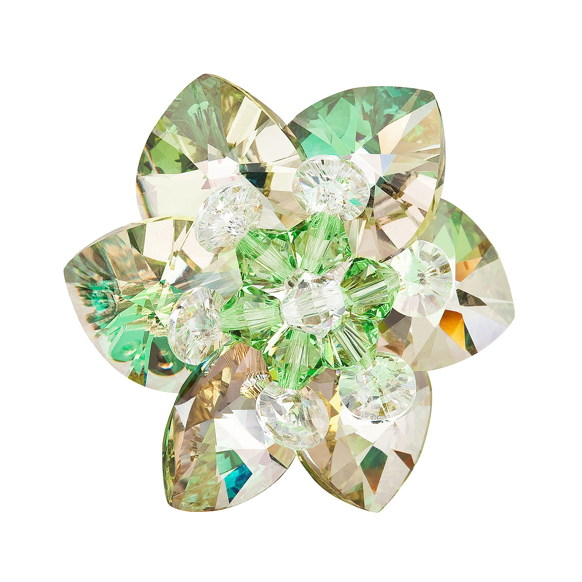 Brož bižuterie se Swarovski krystaly zelená kytička 78002.5