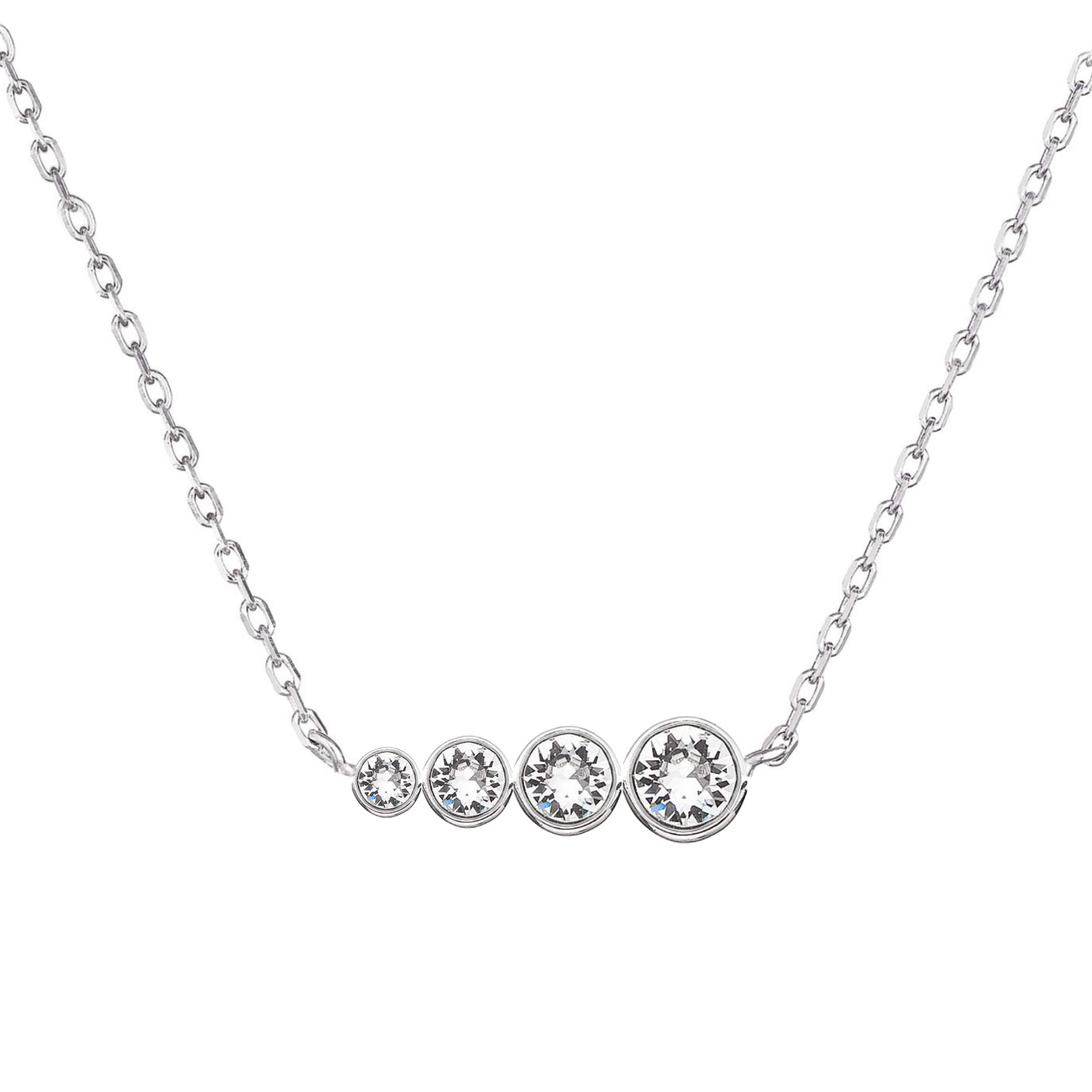 Evolution Group Stříbrný náhrdelník s řetízkem a bílými krystaly 72038