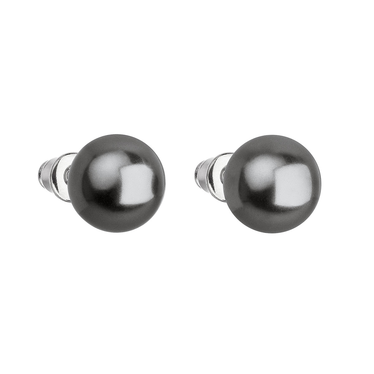Evolution Group Náušnice bižuterie s perlou šedé kulaté 71070.3