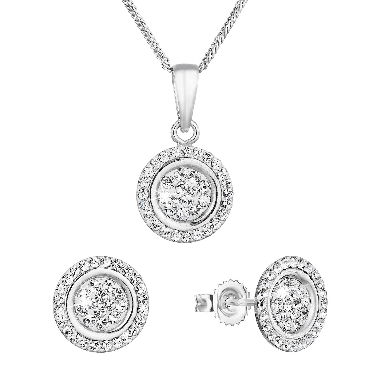 Evolution Group Sada šperků s krystaly Swarovski náušnice a přívěsek v bílé barvě 79034.1