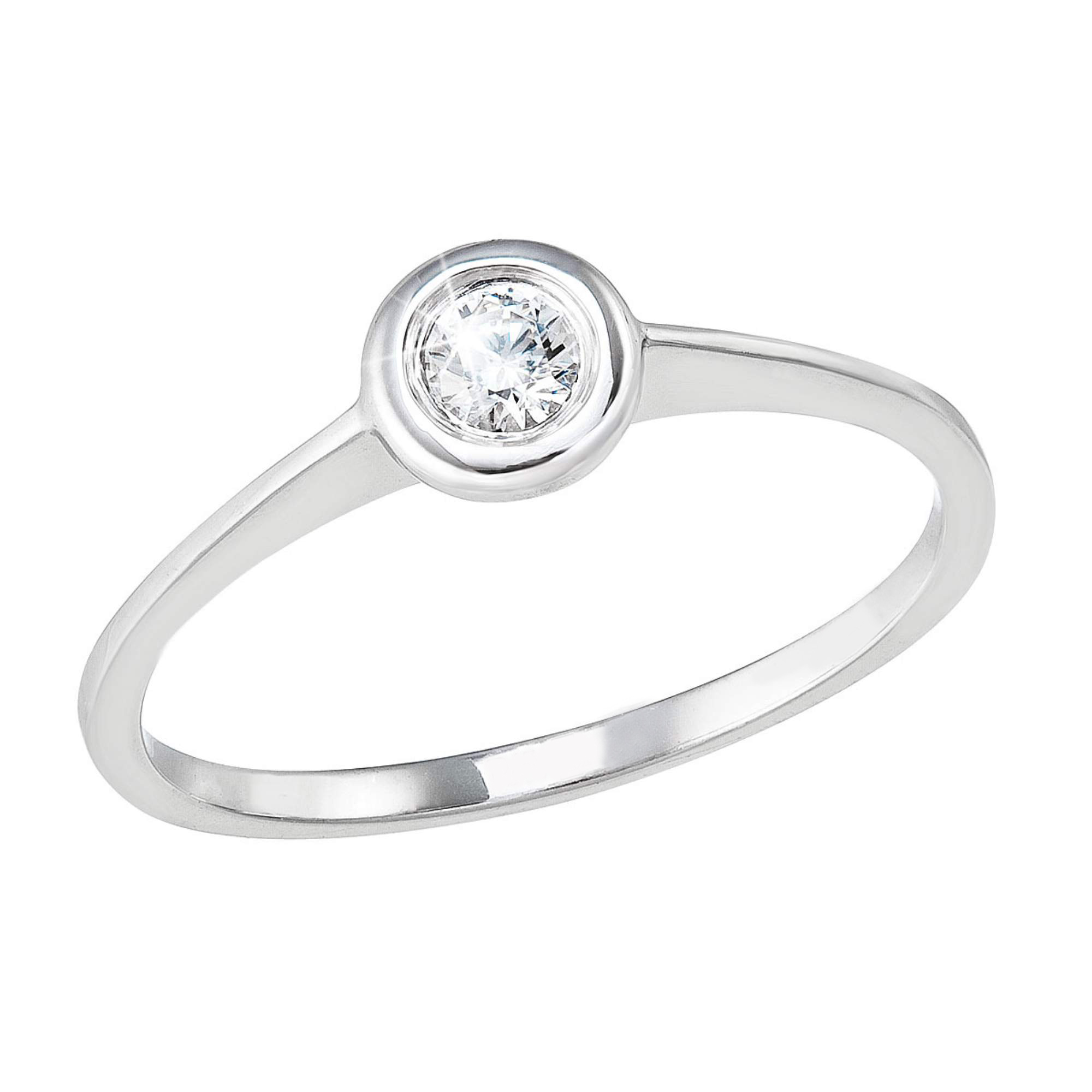 Evolution Group Stříbrný prsten s jedním zirkonem bílý 885007.1