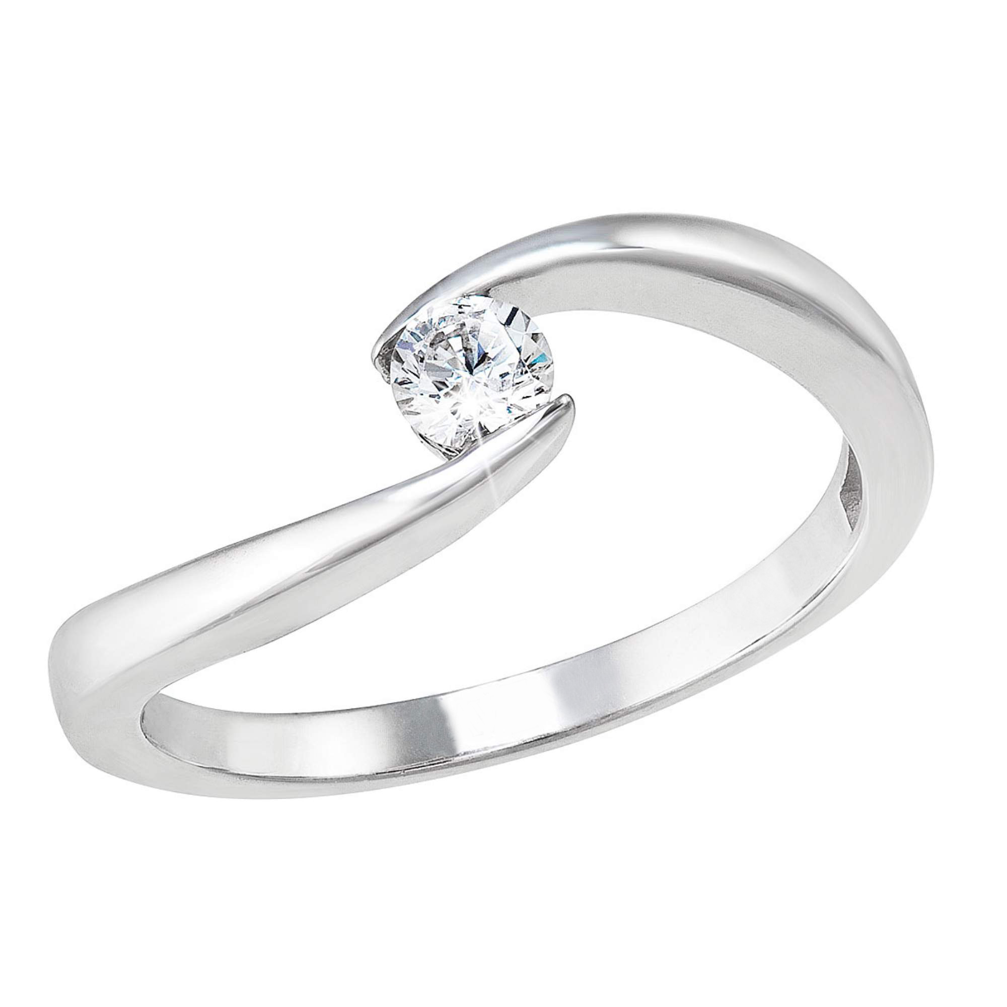 Evolution Group Stříbrný prsten s jedním zirkonem bílý 885009.1
