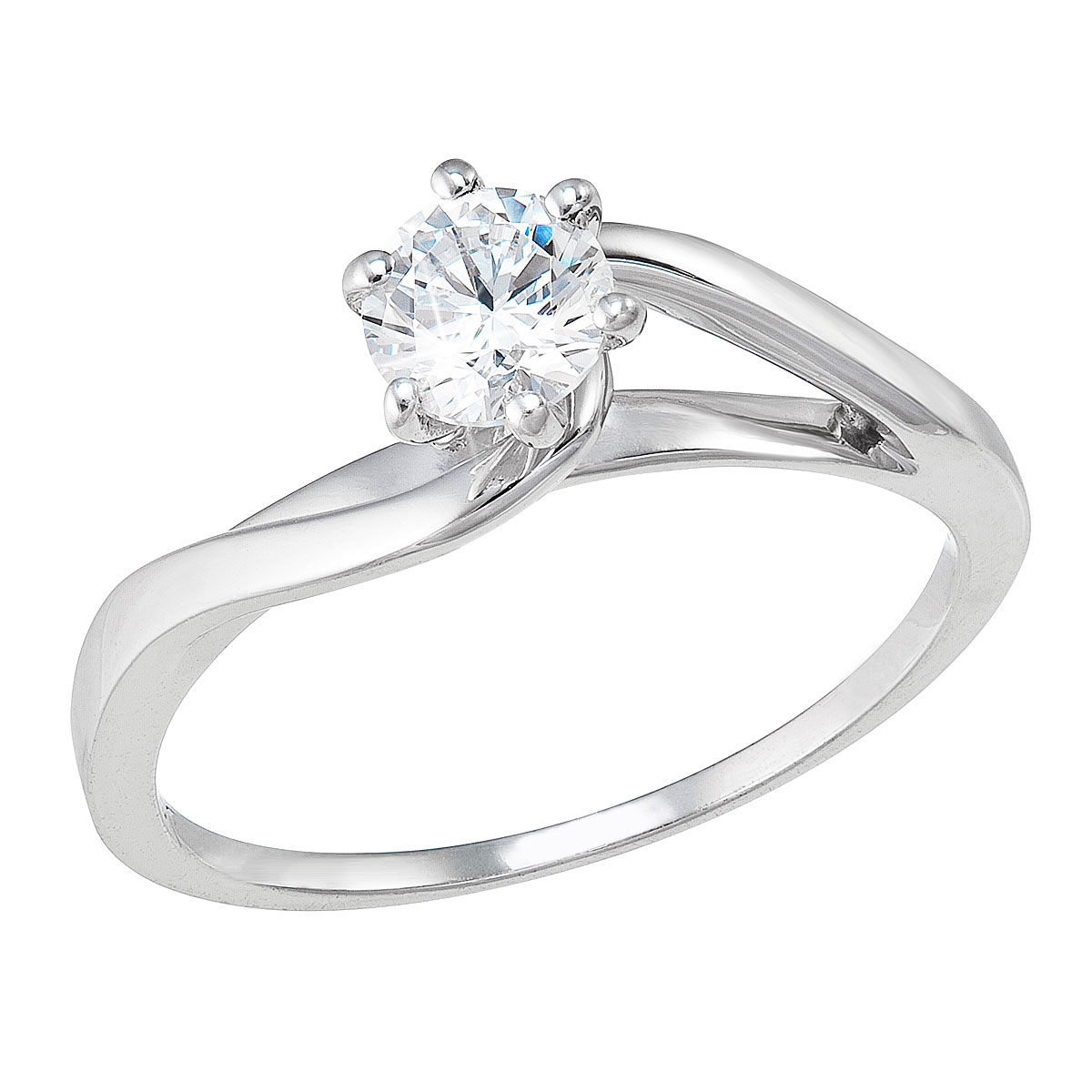 Evolution Group Stříbrný prsten s jedním zirkonem bílý 885015.1