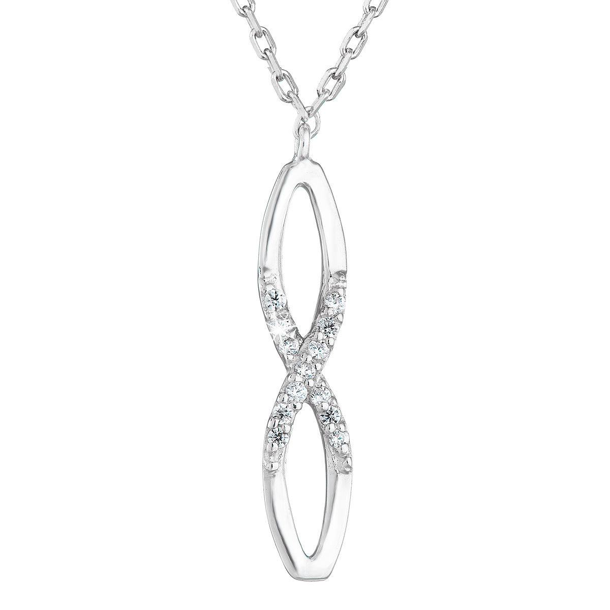 Evolution Group Stříbrný náhrdelník se zirkony bílé nekonečno 882004.1