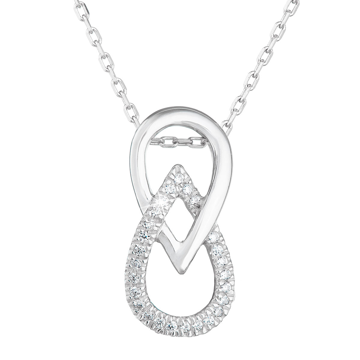 Evolution Group Stříbrný náhrdelník se zirkony bílý 882006.1
