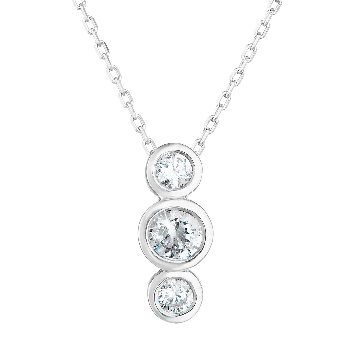 Evolution Group Stříbrný náhrdelník se třemi zirkony v bílé barvě 882009.1