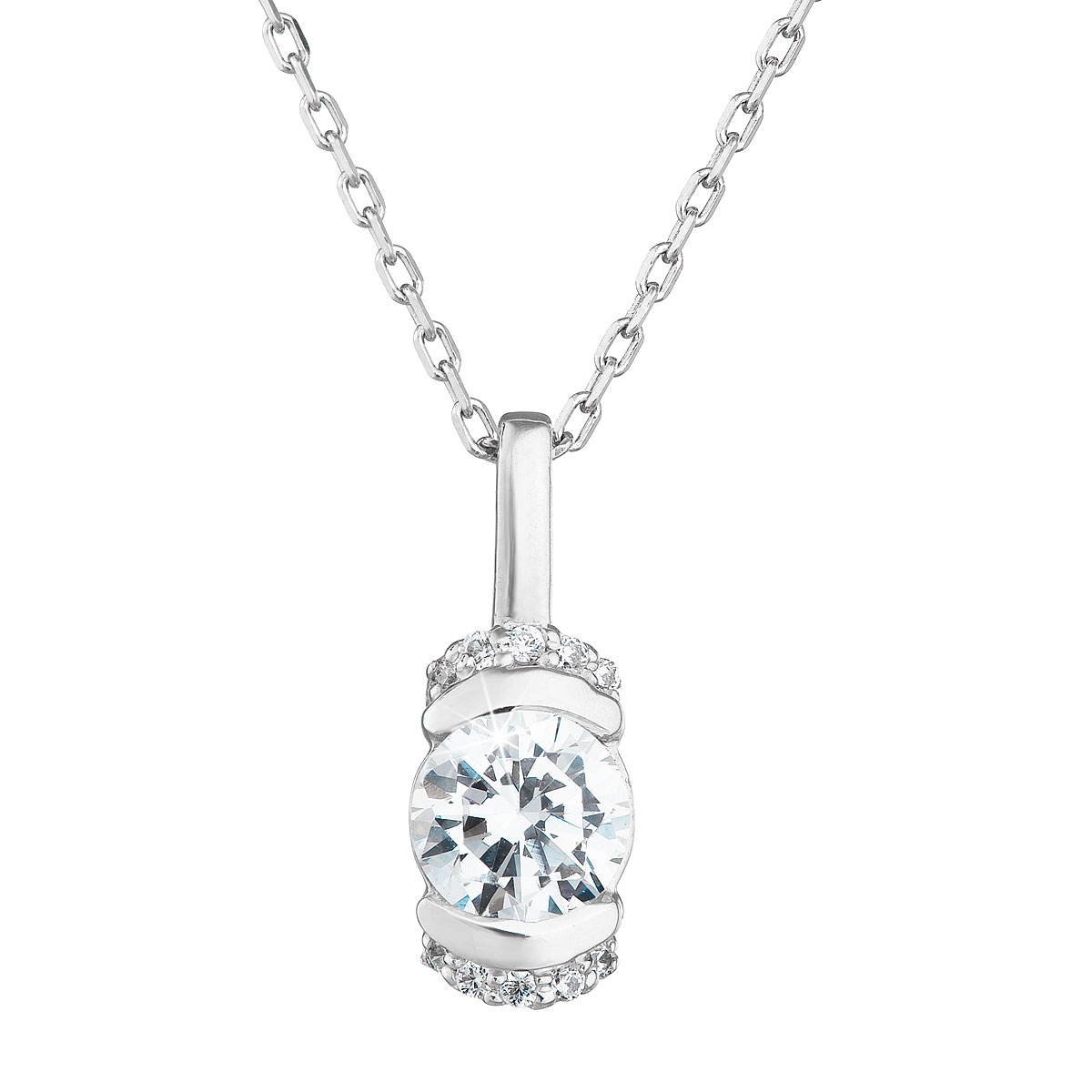 Evolution Group Stříbrný náhrdelník se zirkony bílý 882010.1