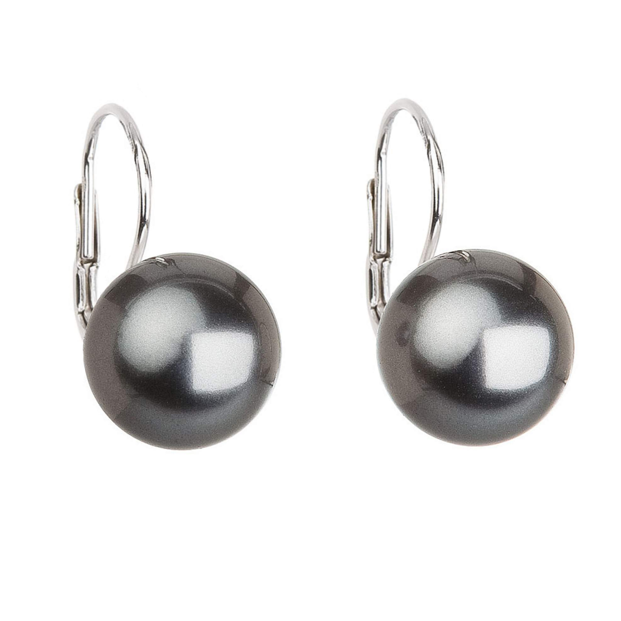 Evolution Group Stříbrné náušnice visací s perlou tmavě šedou kulaté 31144.3 dark grey